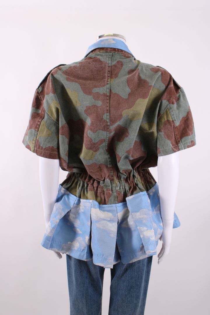 Reimagined by Pinko Peplum Shirt Camo/ Sky Print L | Default Title, Camo
