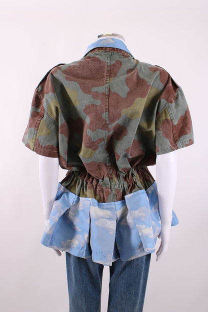 Reimagined by Pinko Peplum Shirt Camo/ Sky Print L | Default Title, Camo