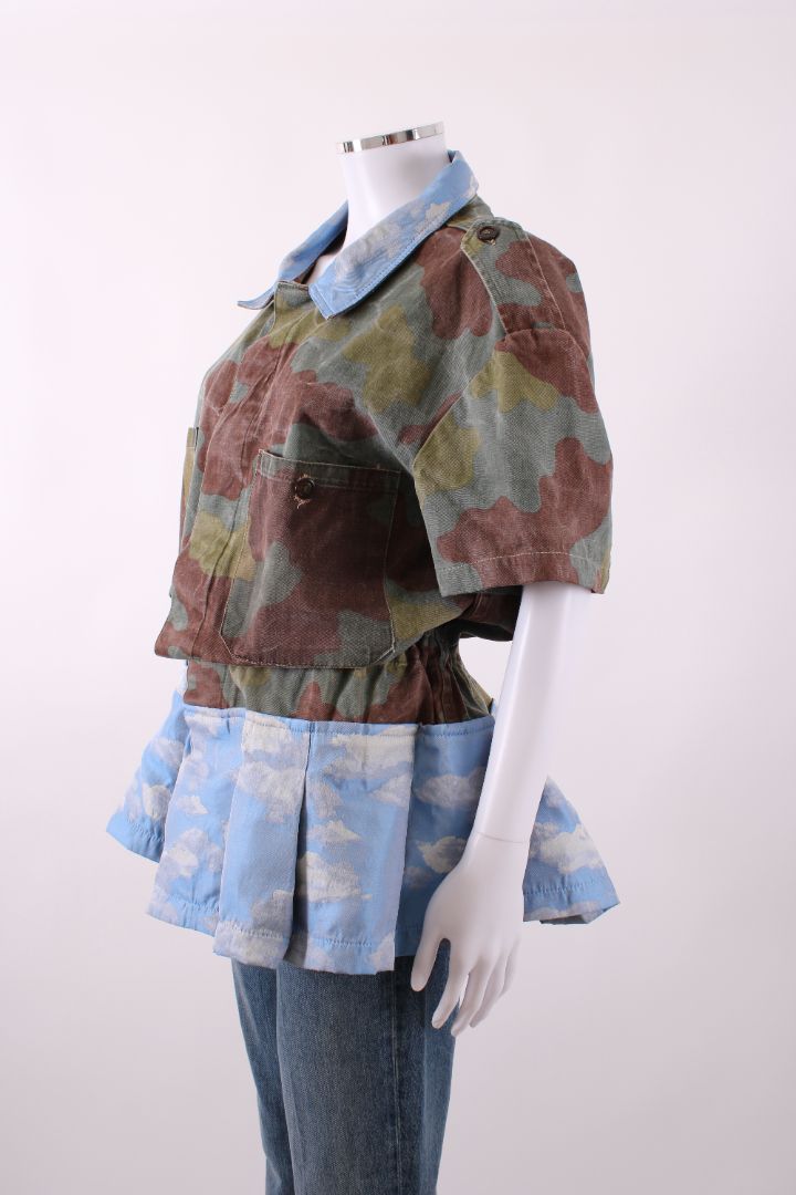 Reimagined by Pinko Peplum Shirt Camo/ Sky Print L | Default Title, Camo