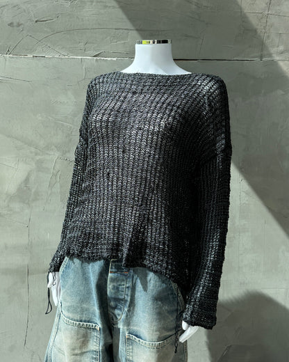Giorgio Armani 90's Distressed Knit with Silver Detailing - M