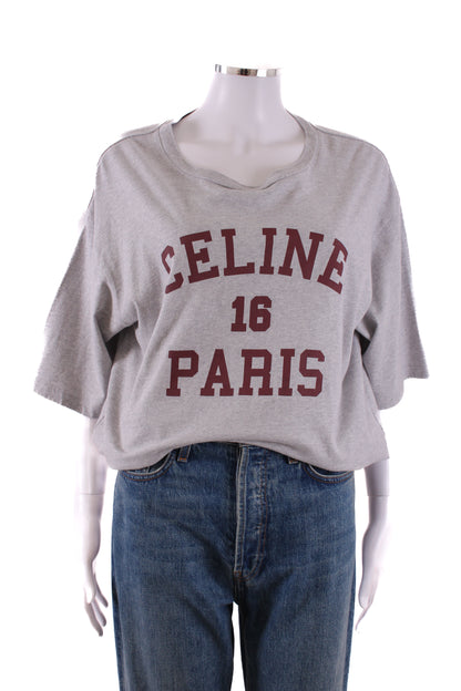 Celine Logo T-shirt Grey/ Burgundy L | Default Title, Burgundy