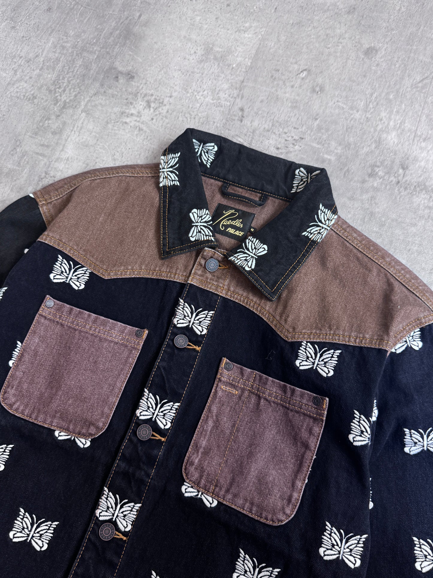 Palace x Needles Butterfly Embroidered Denim Jacket