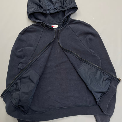 Prada Sport Navy Nylon Zip-Through Black Tab Hoodie | Small, Black