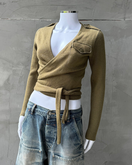 Jean‑Paul Gaultier 1980's Wool Wrap Military Cardigan - M