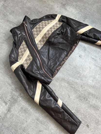 VT Rework: Gucci Leather Monogram Asymmetric Zip Jacket SC: 5782