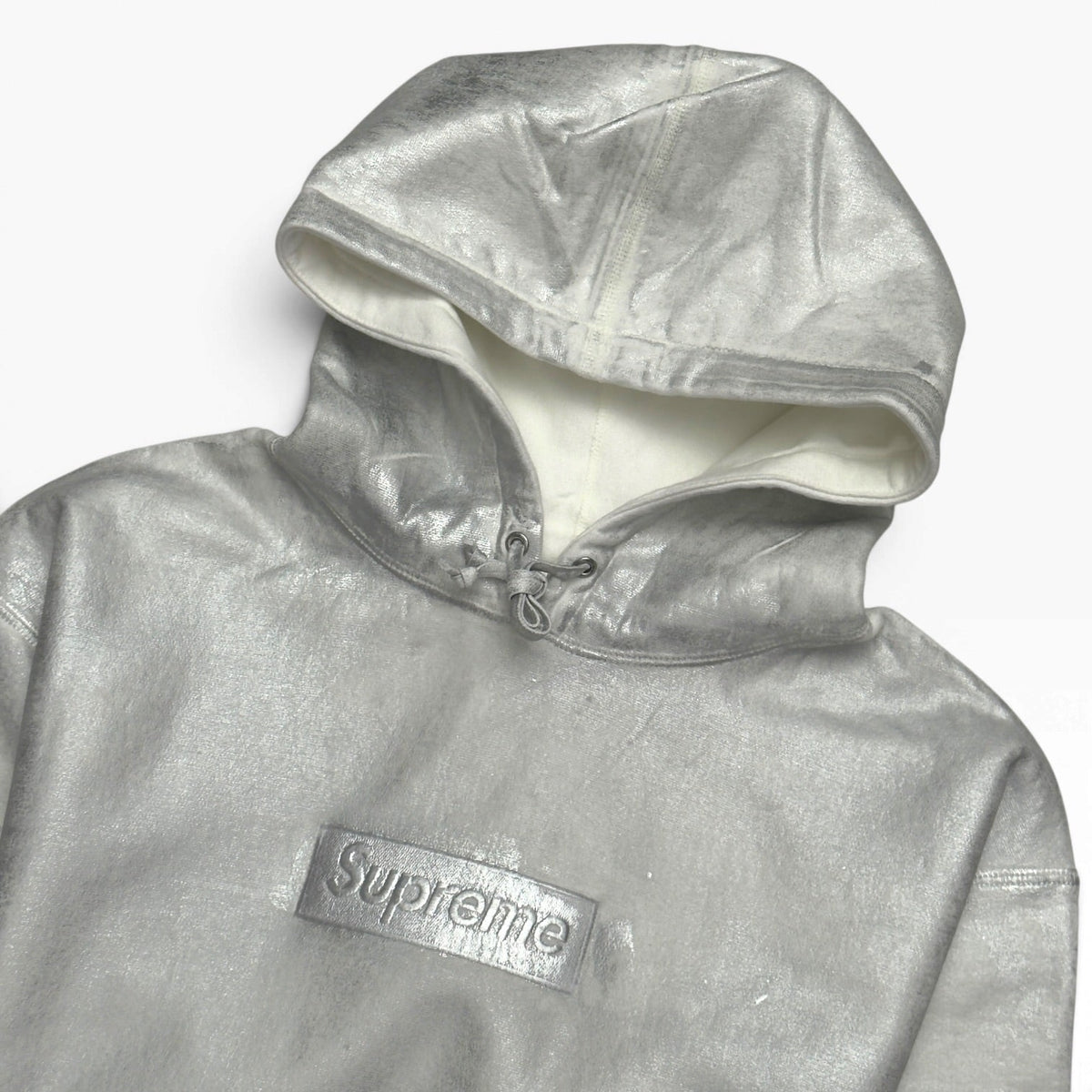 SUPREME MM6 MAISON MARGIELA FOIL BOX LOGO HOODED SWEATSHIRT OFF-WHITE M | Medium, White