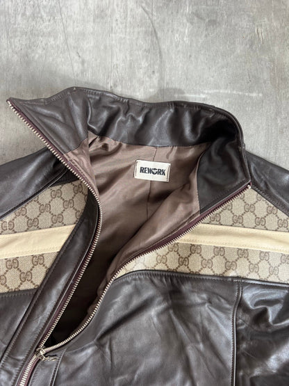 VT Rework: Gucci Leather Monogram Asymmetric Zip Jacket SC: 5782