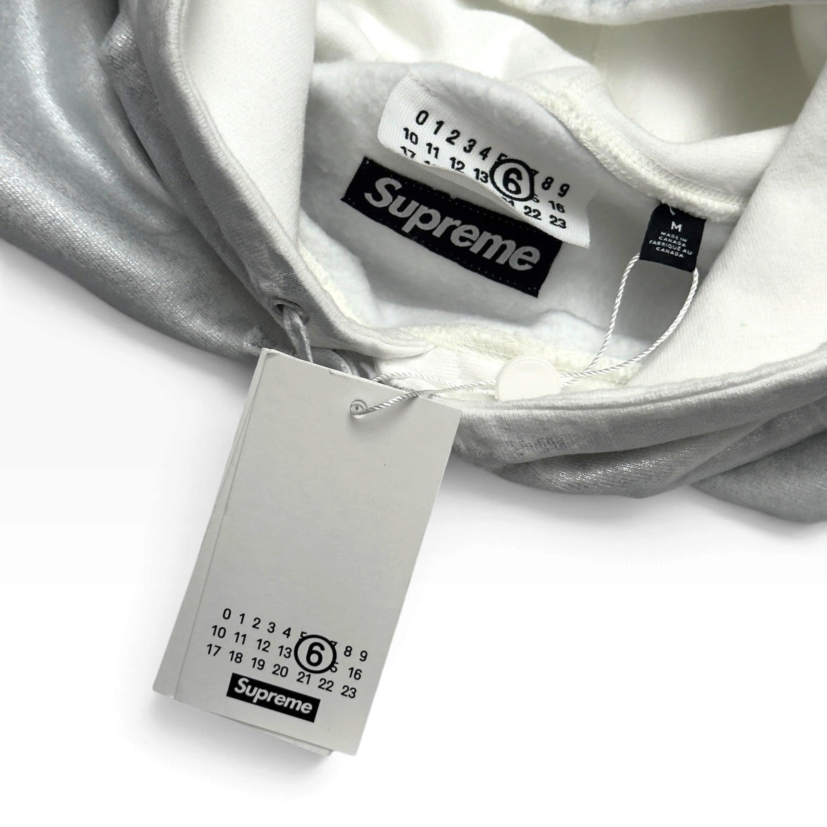 SUPREME MM6 MAISON MARGIELA FOIL BOX LOGO HOODED SWEATSHIRT OFF-WHITE M | Medium, White
