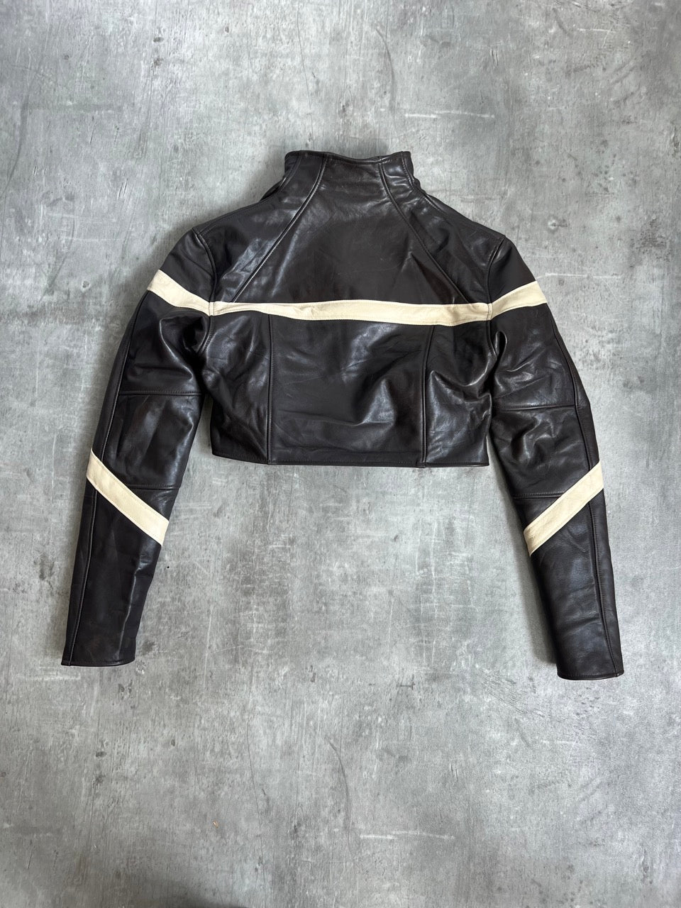 VT Rework: Gucci Leather Monogram Asymmetric Zip Jacket SC: 5782