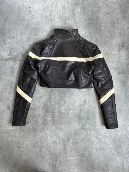 VT Rework: Gucci Leather Monogram Asymmetric Zip Jacket SC: 5782