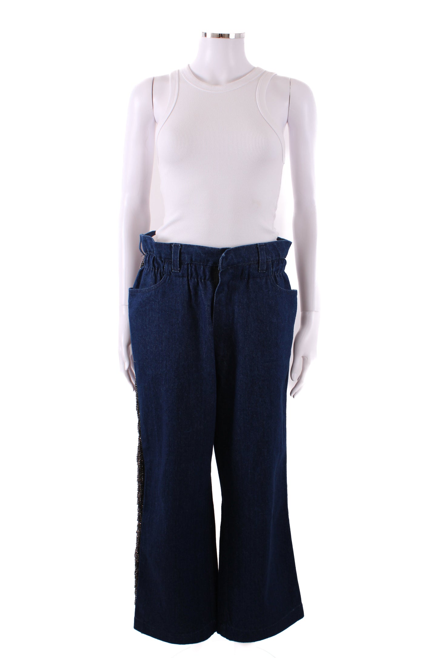 Reimagined by Pinko Diamante Tassle Jeans Indigo Denim S | Default Title, Pink