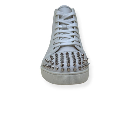 CHRISTIAN LOUBOUTIN LOUIS SPIKES HIGH-TOP LEATHER SNEAKER WHITE 43 / UK9 | UK 9, White