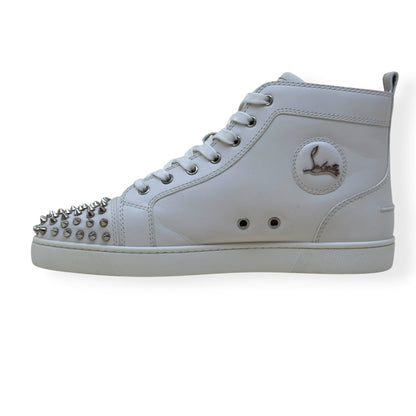 CHRISTIAN LOUBOUTIN LOUIS SPIKES HIGH-TOP LEATHER SNEAKER WHITE 43 / UK9 | UK 9, White