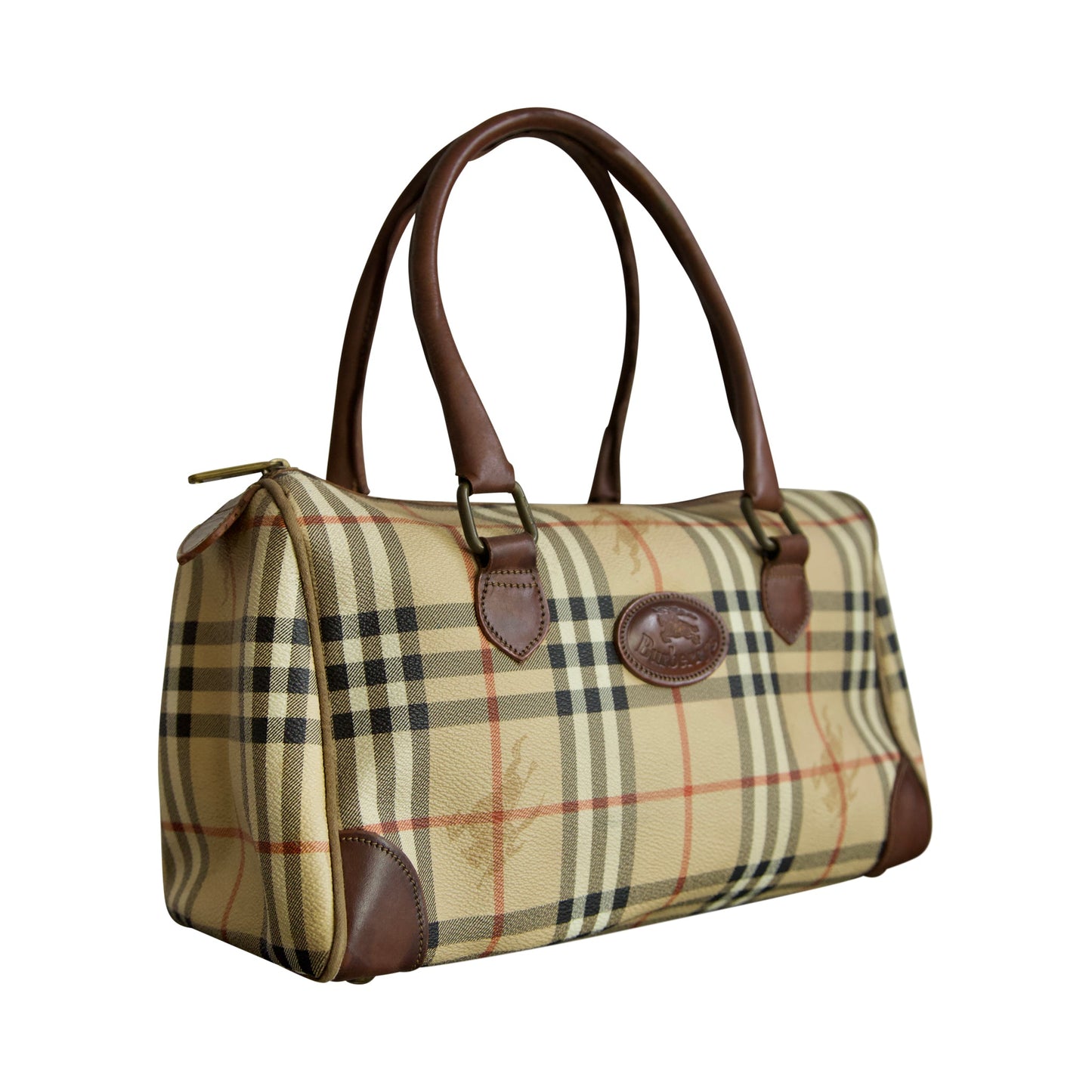 Burberry Nova Check Leather Mid Bag