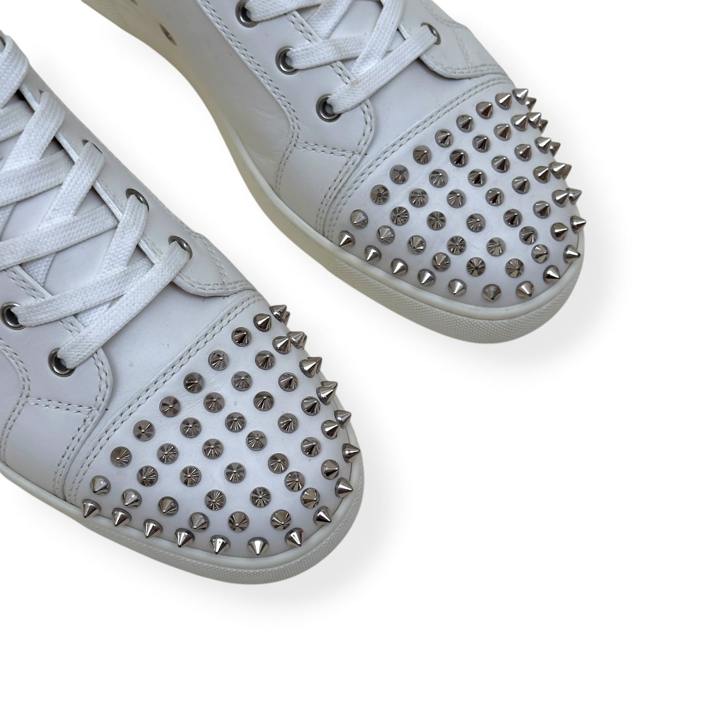 CHRISTIAN LOUBOUTIN LOUIS SPIKES HIGH-TOP LEATHER SNEAKER WHITE 43 / UK9 | UK 9, White