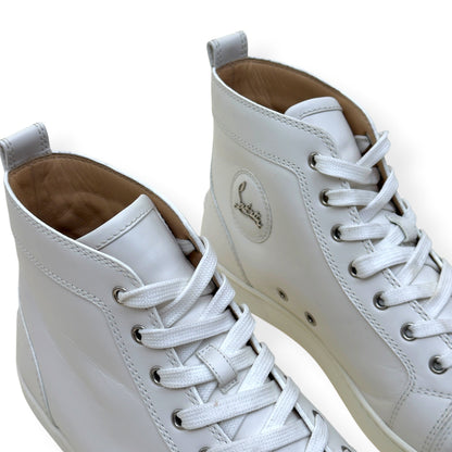 CHRISTIAN LOUBOUTIN LOUIS SPIKES HIGH-TOP LEATHER SNEAKER WHITE 43 / UK9 | UK 9, White