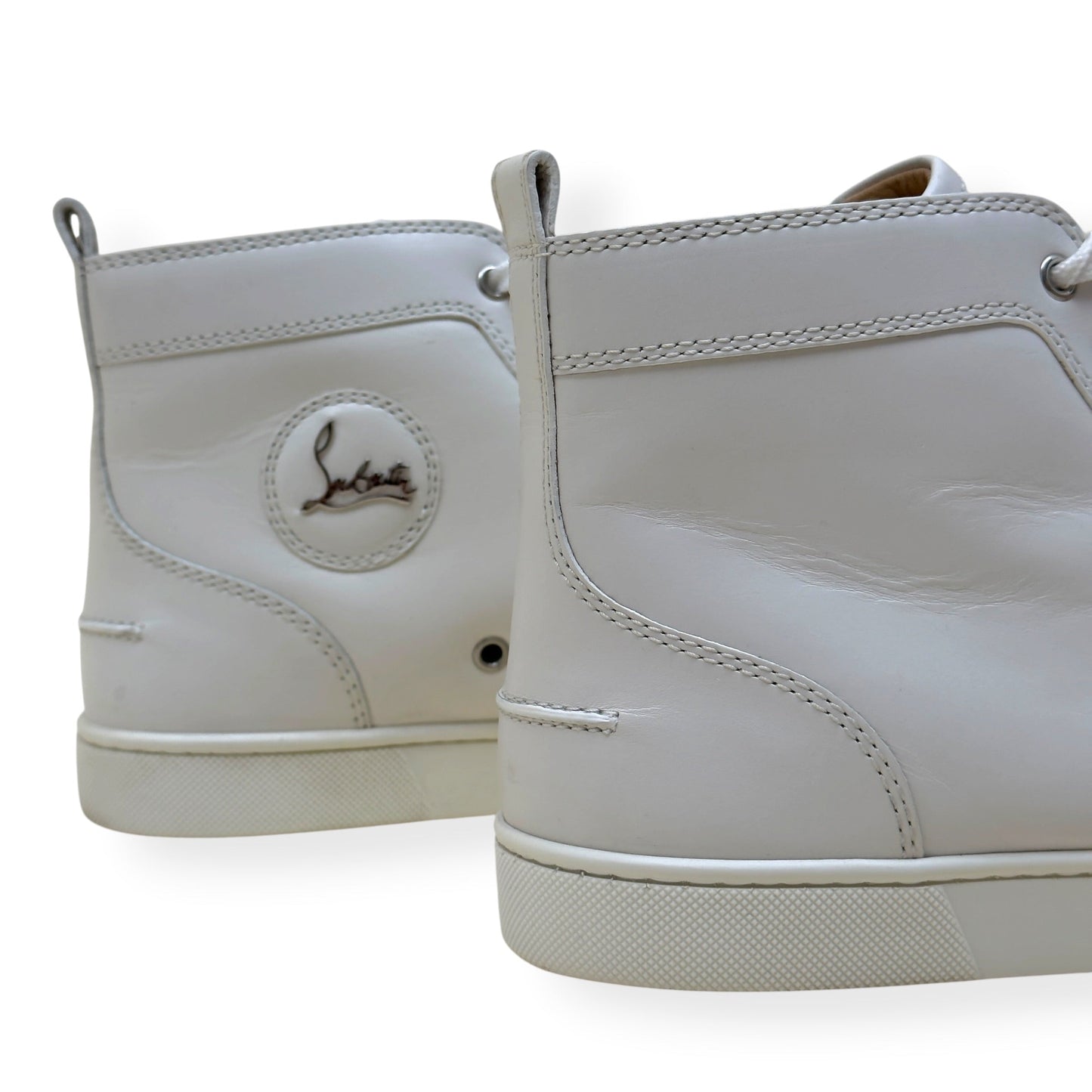 CHRISTIAN LOUBOUTIN LOUIS SPIKES HIGH-TOP LEATHER SNEAKER WHITE 43 / UK9 | UK 9, White