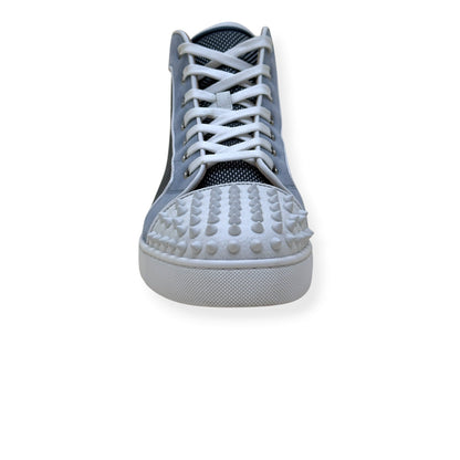 CHRISTIAN LOUBOUTIN LOUIS SPIKES HIGH-TOP SUEDE / MESH SNEAKER GREY / WHITE 44 / UK10 | UK 10, Grey