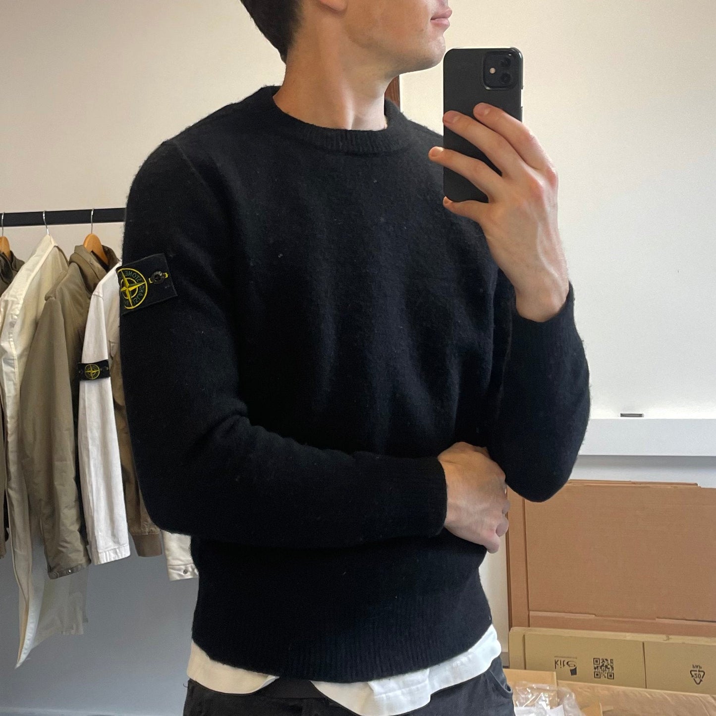 Stone Island Black Knit Jumper | Medium, Black