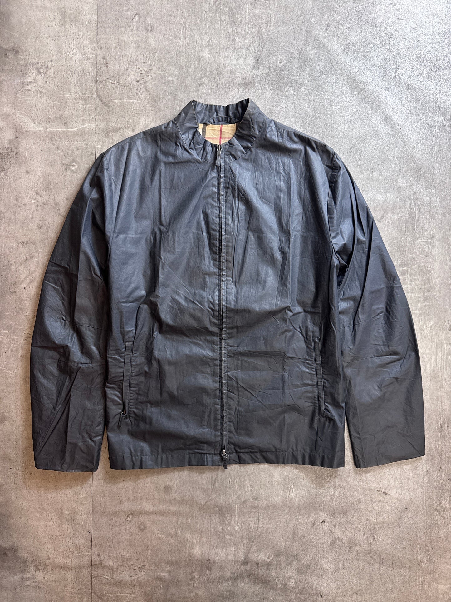 Burberry Nova Check Lined Waxed Cotton Moto Jacket