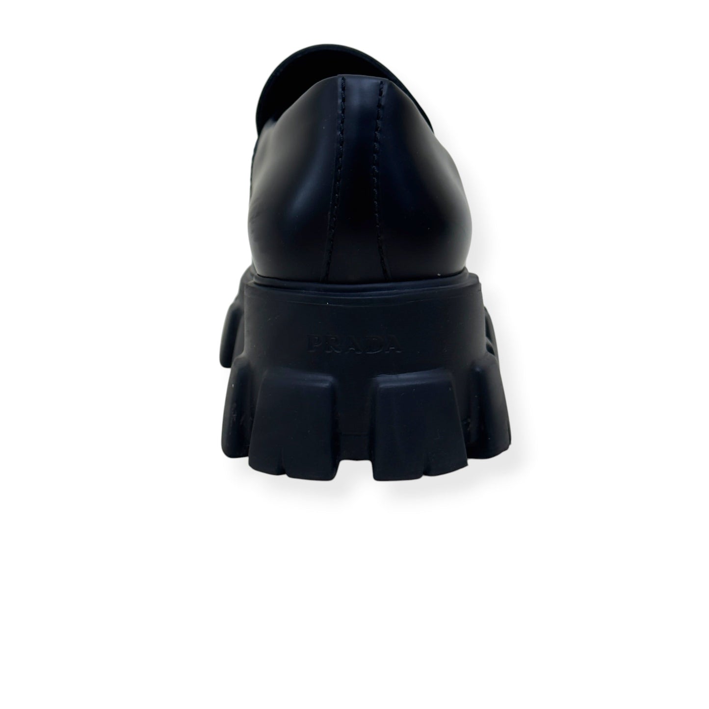 PRADA MONOLITH BRUSHED LEATHER LOAFER BLACK UK9 | UK 9, Black