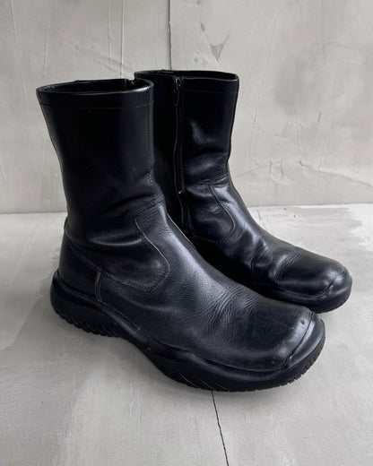 PRADA AW99 VIBRAM LEATHER BOOTS - UK 9 | UK 9, Black