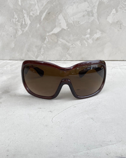 PRADA FW2011 OVERSIZED WRAP SUNGLASSES | O/S, Brown