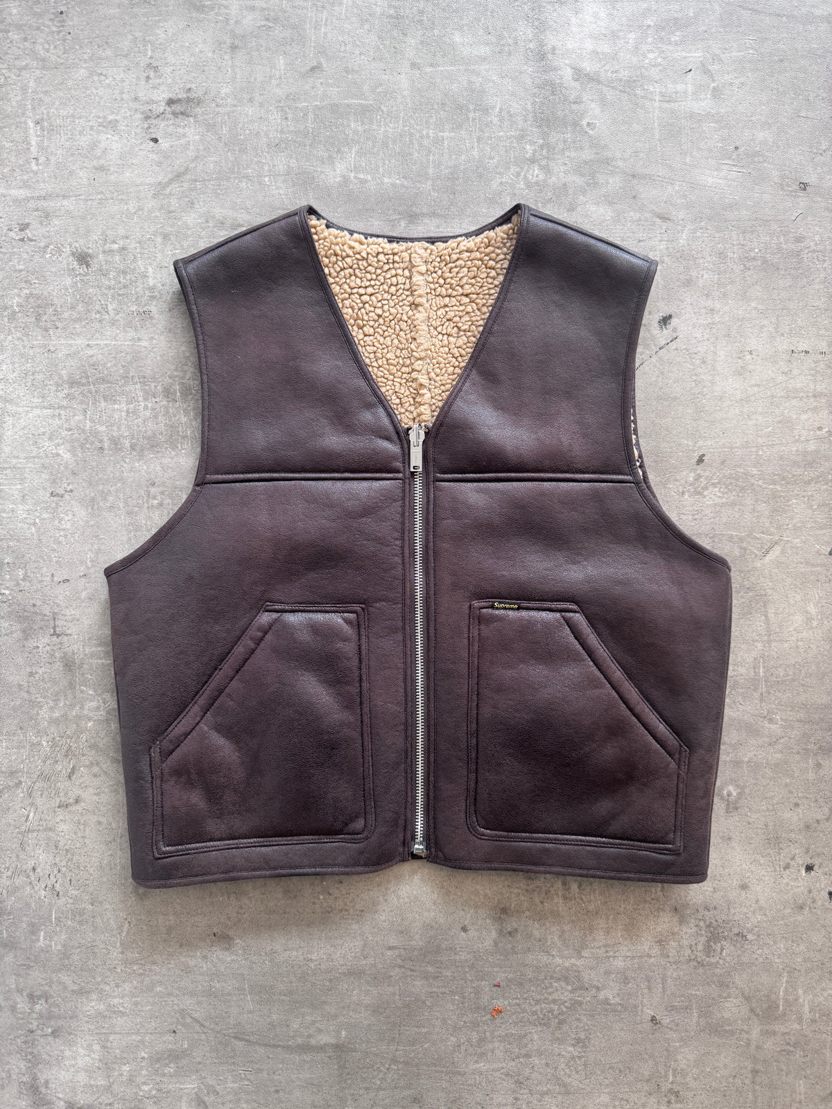 F/W 2024 Supreme Faux Shearling Fleece Vest FA:276 (MM828) | Medium, Brown