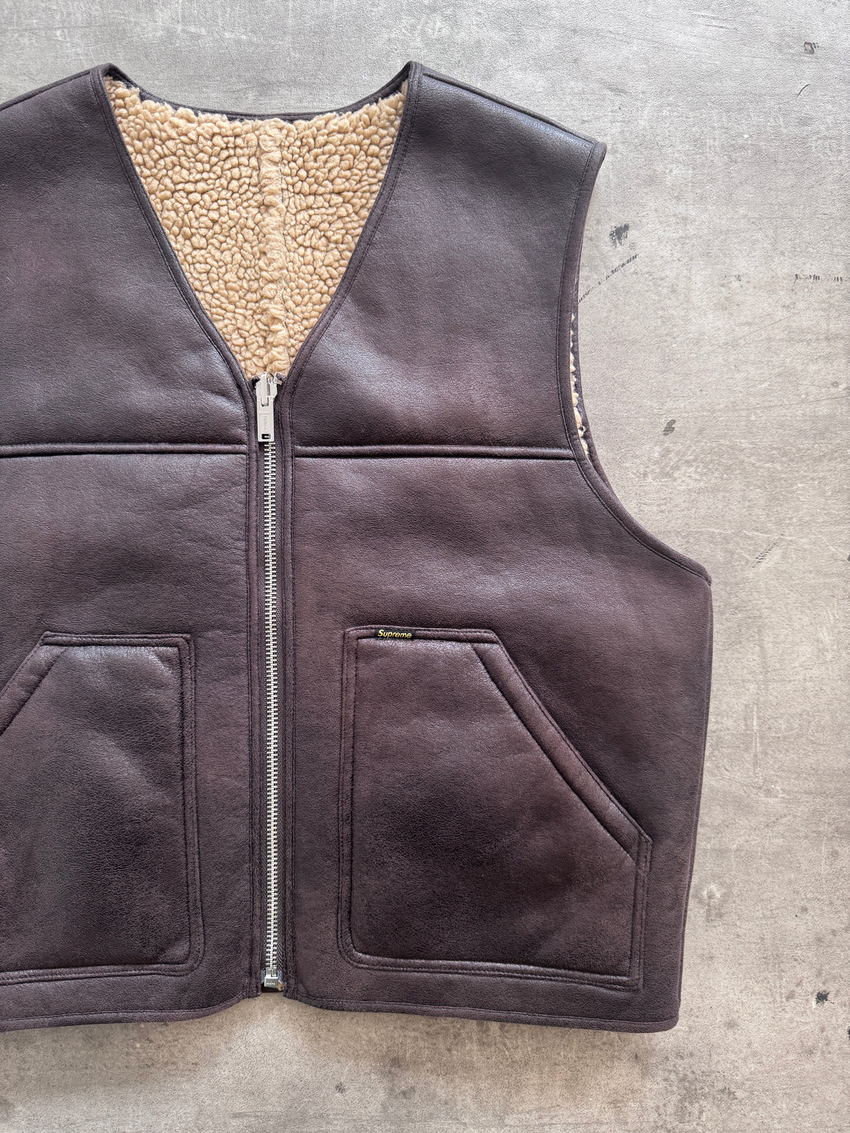 F/W 2024 Supreme Faux Shearling Fleece Vest FA:276 (MM828) | Medium, Brown