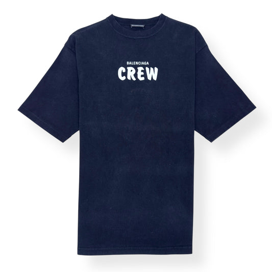 BALENCIAGA CREW COTTON T-SHIRT BLACK / WHITE M | Medium, Black