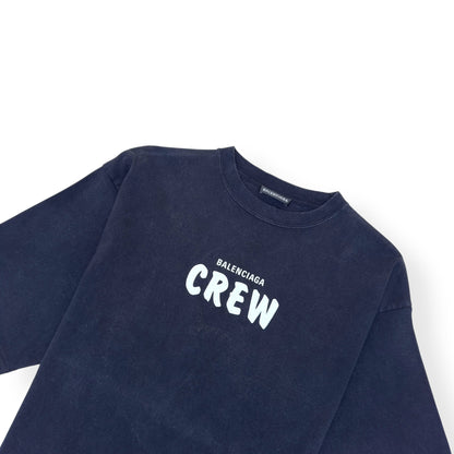 BALENCIAGA CREW COTTON T-SHIRT BLACK / WHITE M | Medium, Black