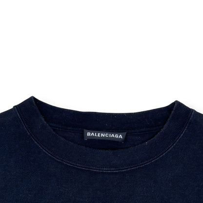 BALENCIAGA CREW COTTON T-SHIRT BLACK / WHITE M | Medium, Black