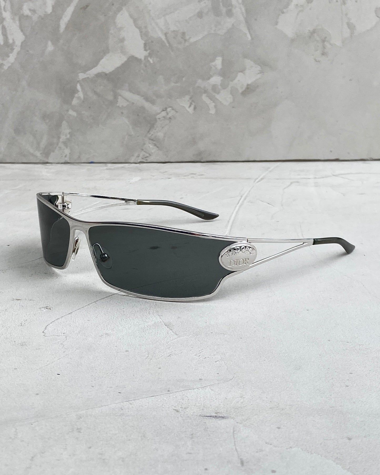 DIOR 2000's "J'ADORE 1" WRAP CHROME SUNGLASSES | O/S, Silver