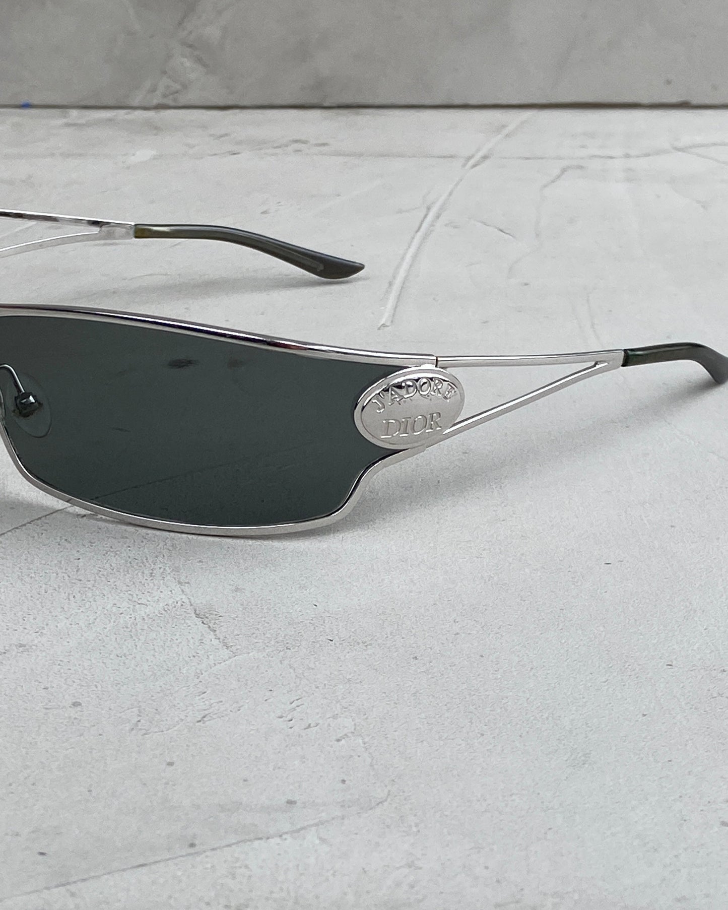 DIOR 2000's "J'ADORE 1" WRAP CHROME SUNGLASSES | O/S, Silver
