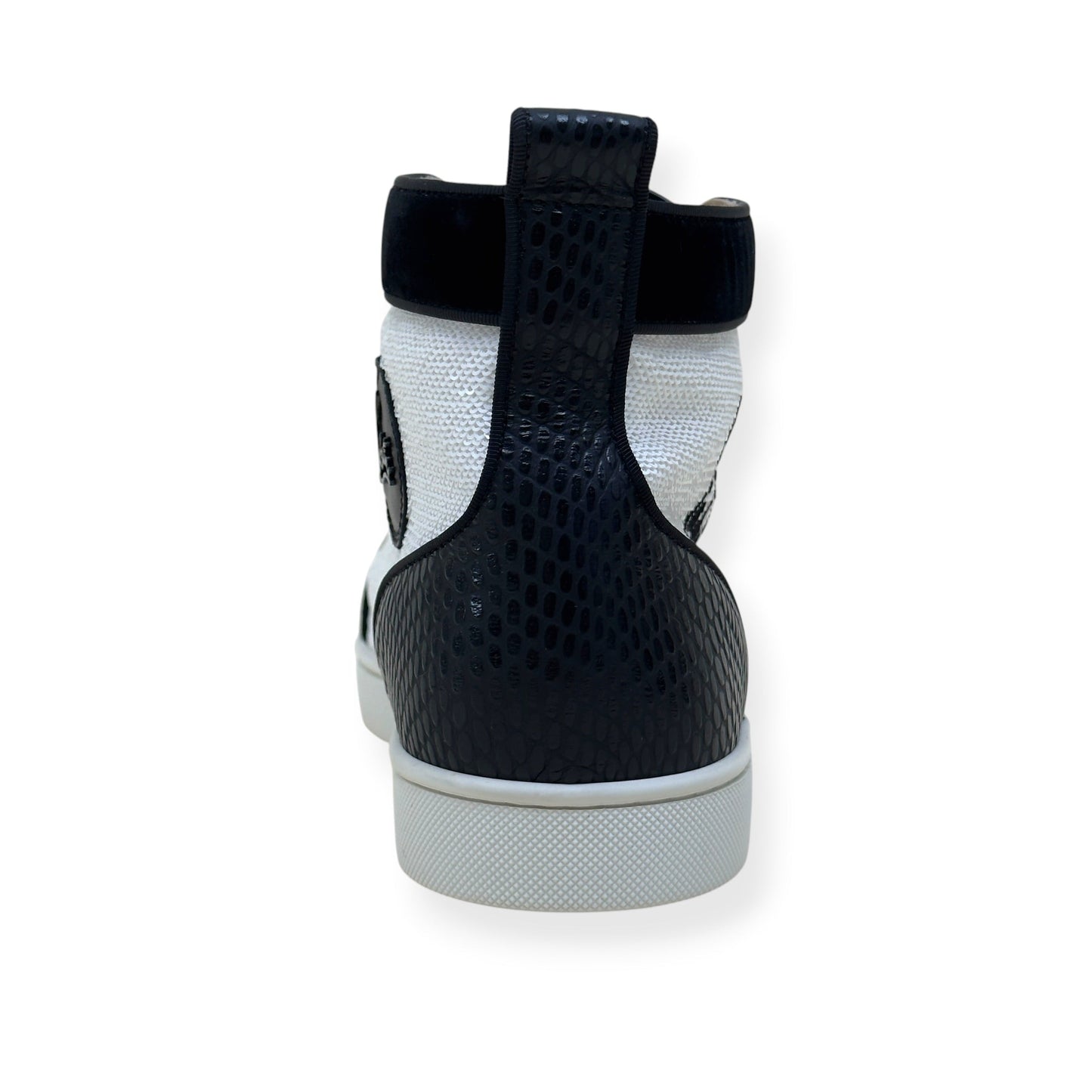 CHRISTIAN LOUBOUTIN LOUIS JUNIOR SPIKES STRASS HIGH-TOP SNEAKER BLACK / WHITE 44 / UK10 | UK 10, Black