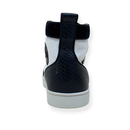 CHRISTIAN LOUBOUTIN LOUIS JUNIOR SPIKES STRASS HIGH-TOP SNEAKER BLACK / WHITE 44 / UK10 | UK 10, Black