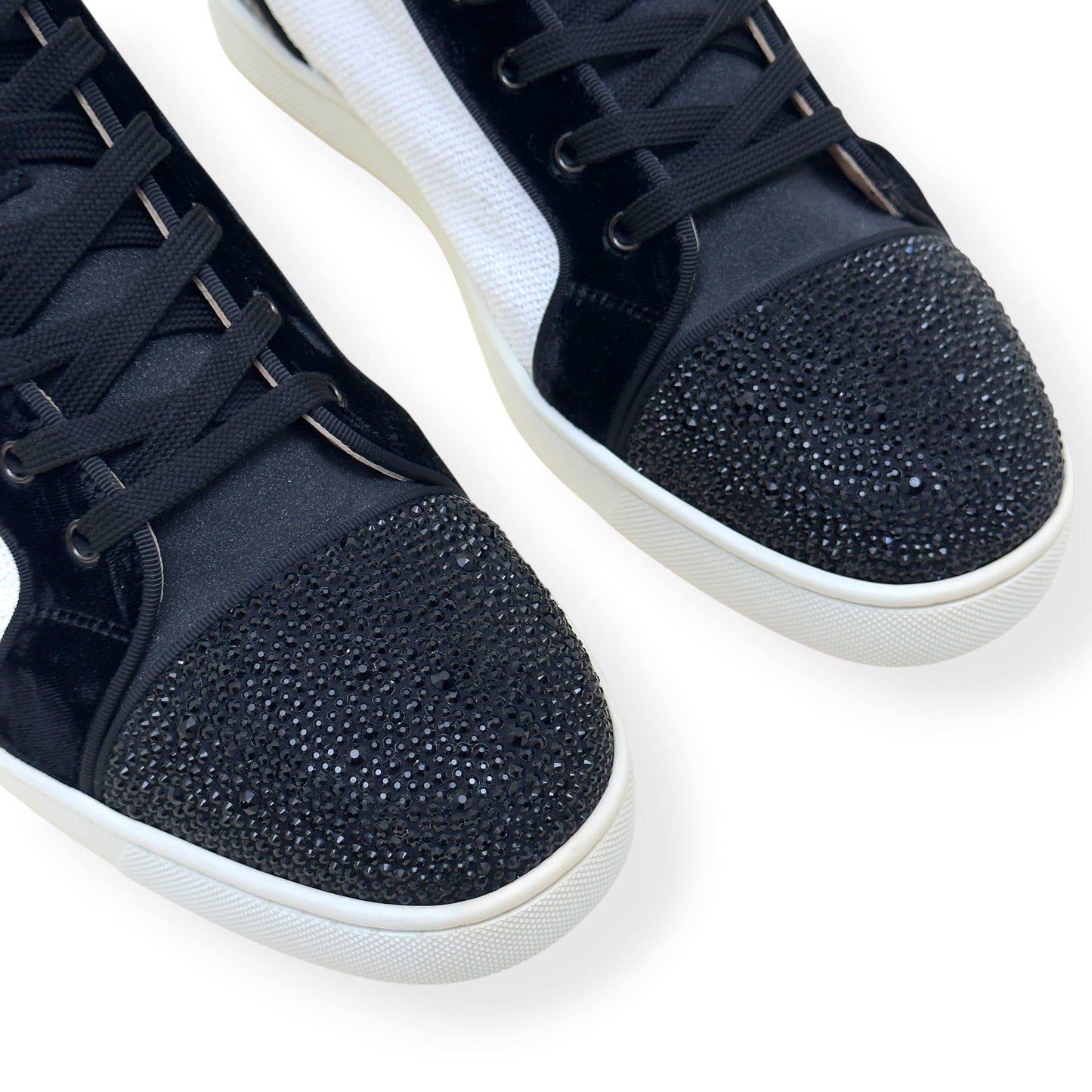 CHRISTIAN LOUBOUTIN LOUIS JUNIOR SPIKES STRASS HIGH-TOP SNEAKER BLACK / WHITE 44 / UK10 | UK 10, Black