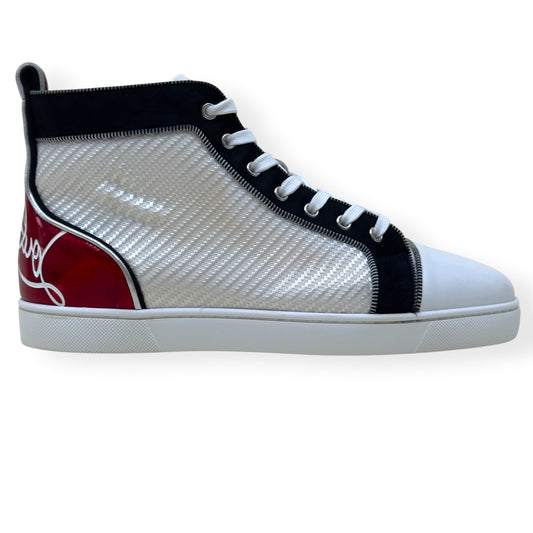 CHRISTIAN LOUBOUTIN LOUIS ORLATO HIGH-TOP SNEAKER WHITE / NAVY / RED 43 / UK9 | UK 9, Multicoloured