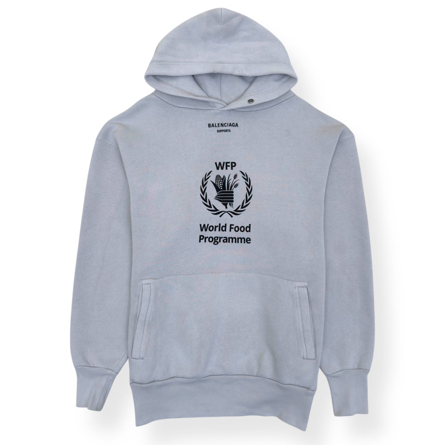 BALENCIAGA OVERSIZED WORLD FOOD PROGRAMME HOODIE WHITE XS | XS, White