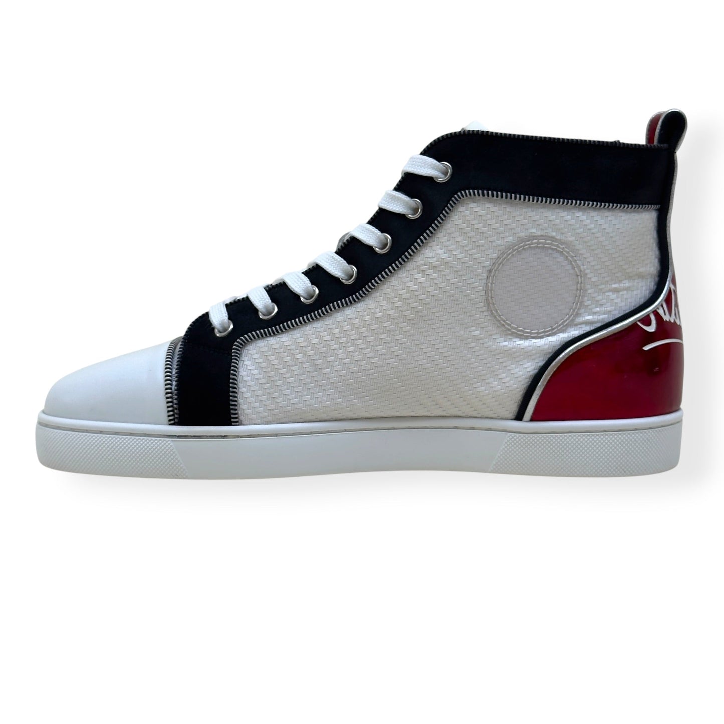 CHRISTIAN LOUBOUTIN LOUIS ORLATO HIGH-TOP SNEAKER WHITE / NAVY / RED 43 / UK9 | UK 9, Multicoloured