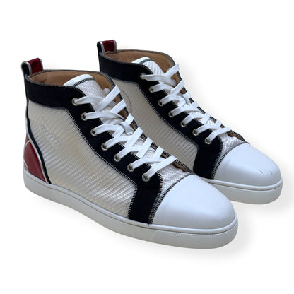 CHRISTIAN LOUBOUTIN LOUIS ORLATO HIGH-TOP SNEAKER WHITE / NAVY / RED 43 / UK9 | UK 9, Multicoloured