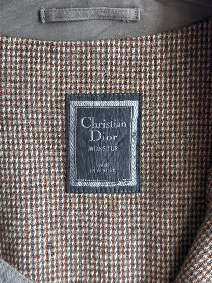 1970's Christian Dior Wool Lined Grey Double Breatsed Trench Coat