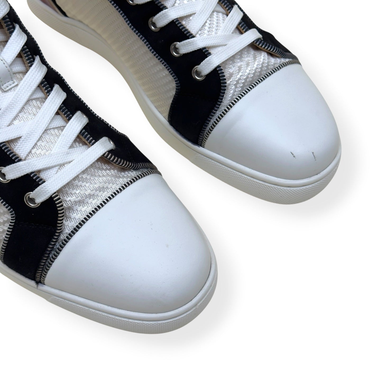 CHRISTIAN LOUBOUTIN LOUIS ORLATO HIGH-TOP SNEAKER WHITE / NAVY / RED 43 / UK9 | UK 9, Multicoloured
