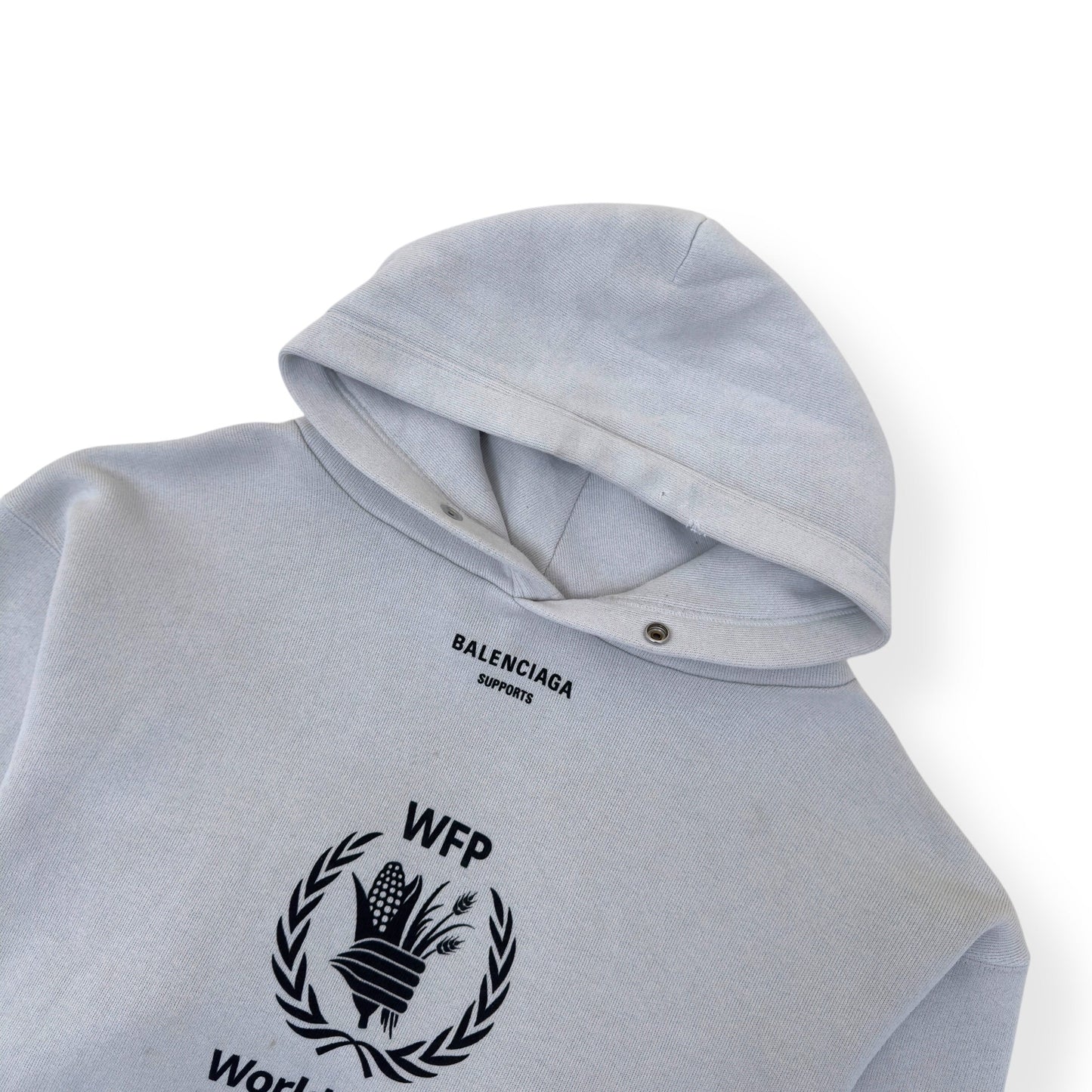 BALENCIAGA OVERSIZED WORLD FOOD PROGRAMME HOODIE WHITE XS | XS, White