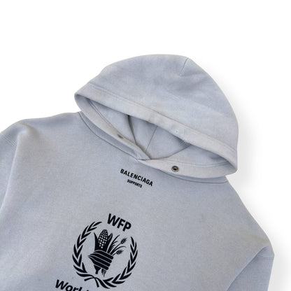 BALENCIAGA OVERSIZED WORLD FOOD PROGRAMME HOODIE WHITE XS | XS, White