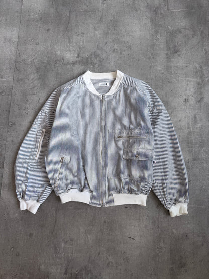 Issey Miyake Sport Hickory Stripe Bomber Jacket