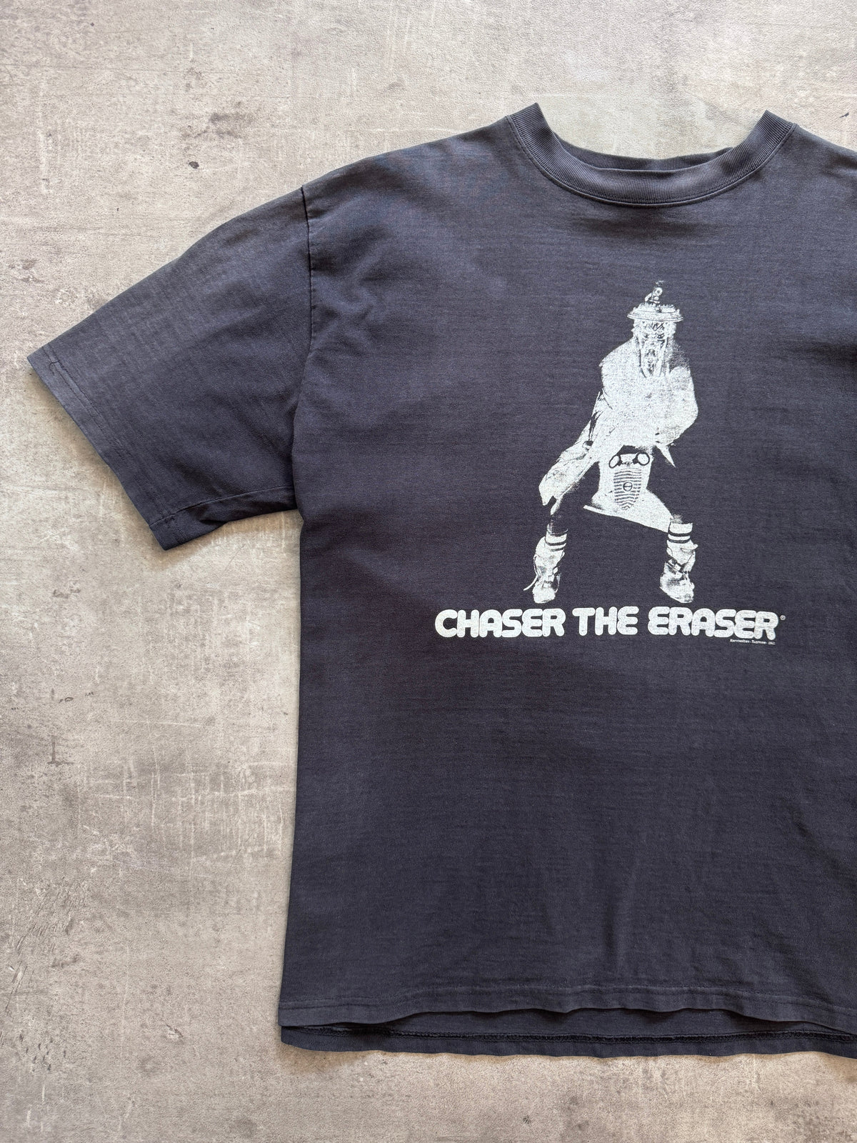 2003 Supreme 'Chaser The Eraser' Faded Black Graphic Tee | Extra Large, Multicoloured