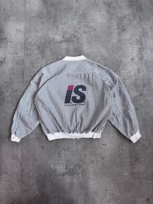 Issey Miyake Sport Hickory Stripe Bomber Jacket
