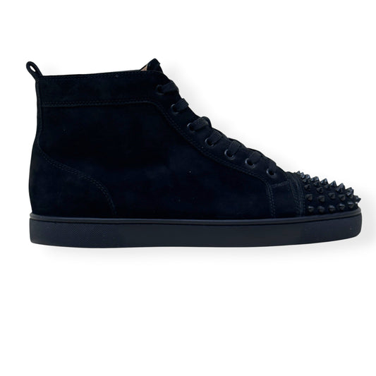 CHRISTIAN LOUBOUTIN LOUIS SPIKES HIGH-TOP SUEDE SNEAKER BLACK 43.5 / UK9.5 | UK 9.5, Black