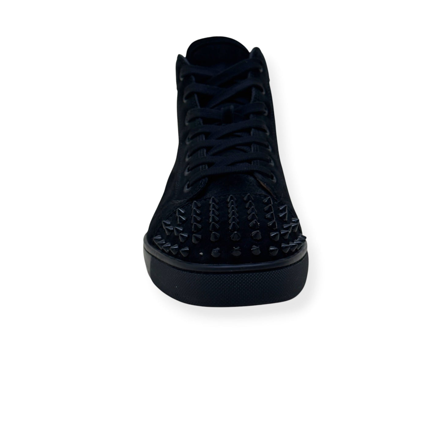 CHRISTIAN LOUBOUTIN LOUIS SPIKES HIGH-TOP SUEDE SNEAKER BLACK 43.5 / UK9.5 | UK 9.5, Black